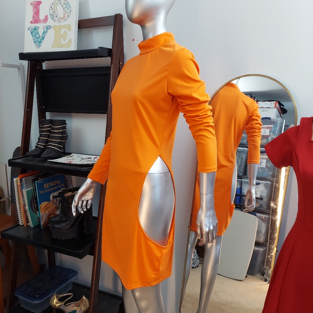 Daring Long Sleeve Cutout Dress